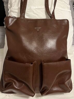 Matt & Nat Epea-DW Vegan Leather Shoulder Bag Tote in Cognac